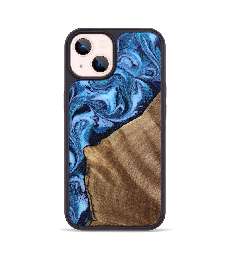 iPhone 14 Wood Phone Case - Taytum (Blue, 809347)