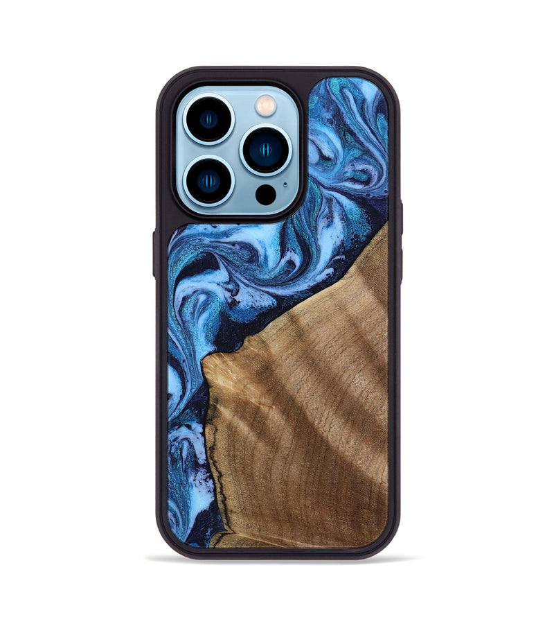 iPhone 14 Pro Wood Phone Case - Taytum (Blue, 809347)