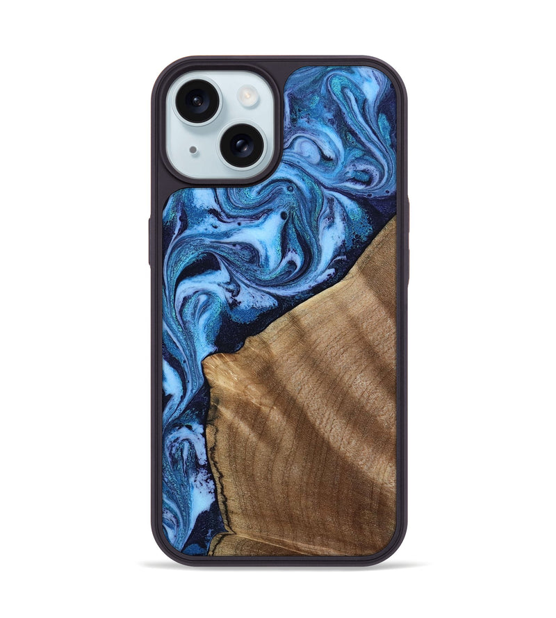 iPhone 15 Wood Phone Case - Taytum (Blue, 809347)