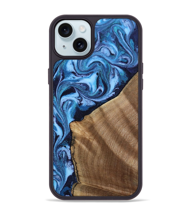 iPhone 15 Plus Wood Phone Case - Taytum (Blue, 809347)