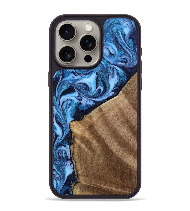 iPhone 15 Pro Max Wood Phone Case - Taytum (Blue, 809347)
