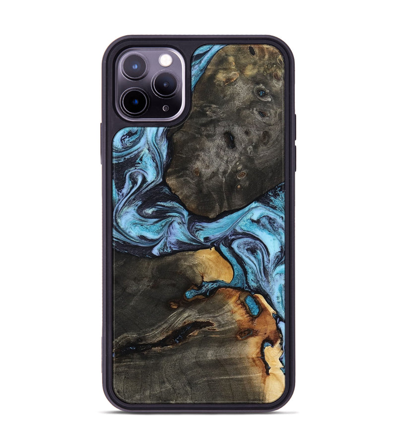 iPhone 11 Pro Max Wood Phone Case - Issac (Blue, 809349)