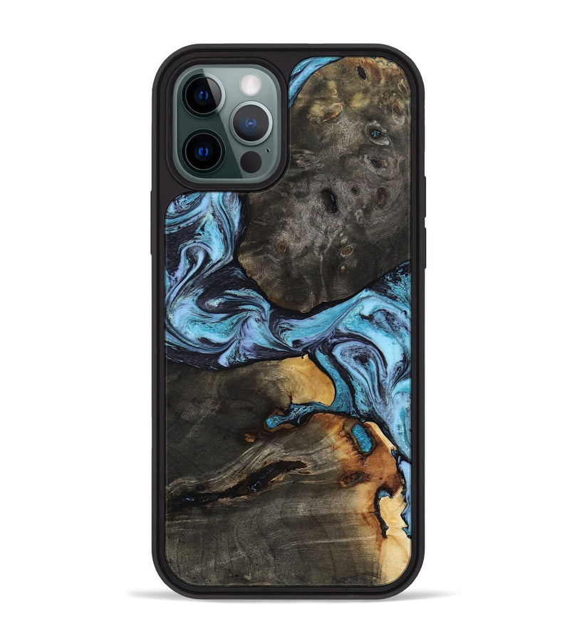 iPhone 12 Pro Max Wood Phone Case - Issac (Blue, 809349)
