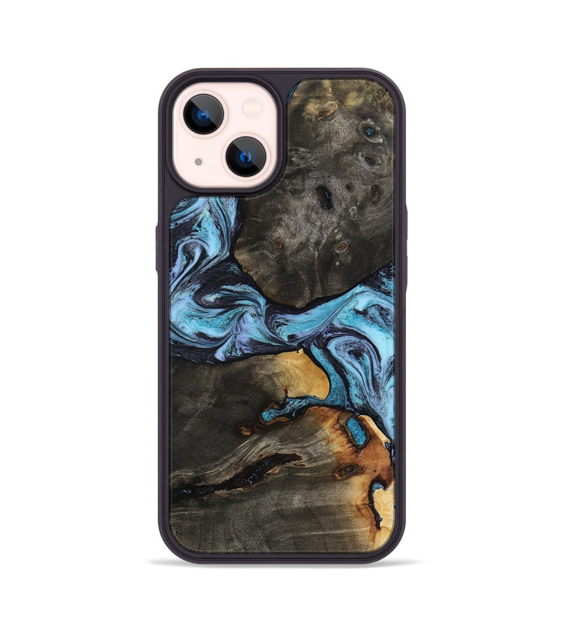 iPhone 14 Wood Phone Case - Issac (Blue, 809349)