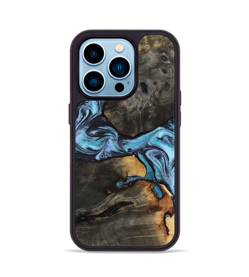 iPhone 14 Pro Wood Phone Case - Issac (Blue, 809349)