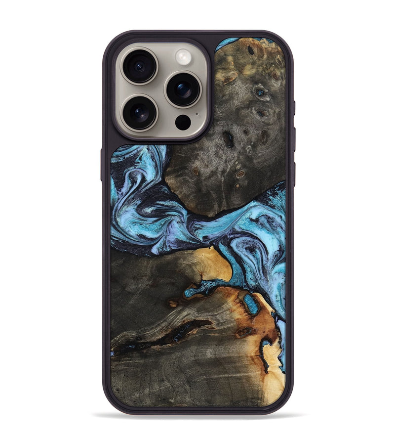 iPhone 15 Pro Max Wood Phone Case - Issac (Blue, 809349)
