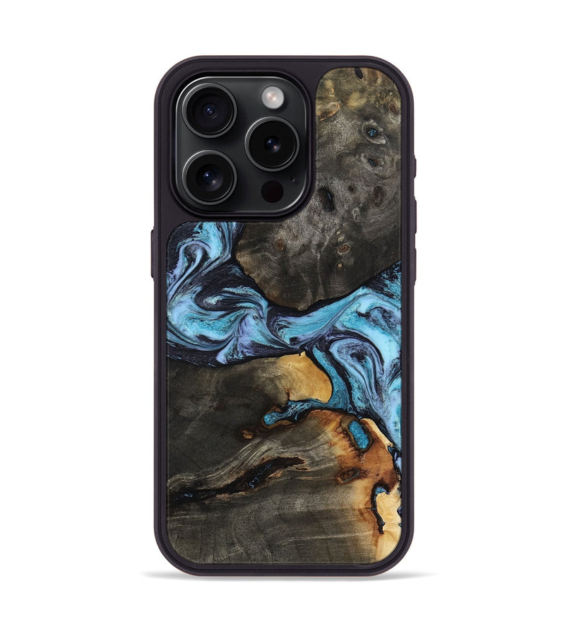 iPhone 15 Pro Wood Phone Case - Issac (Blue, 809349)