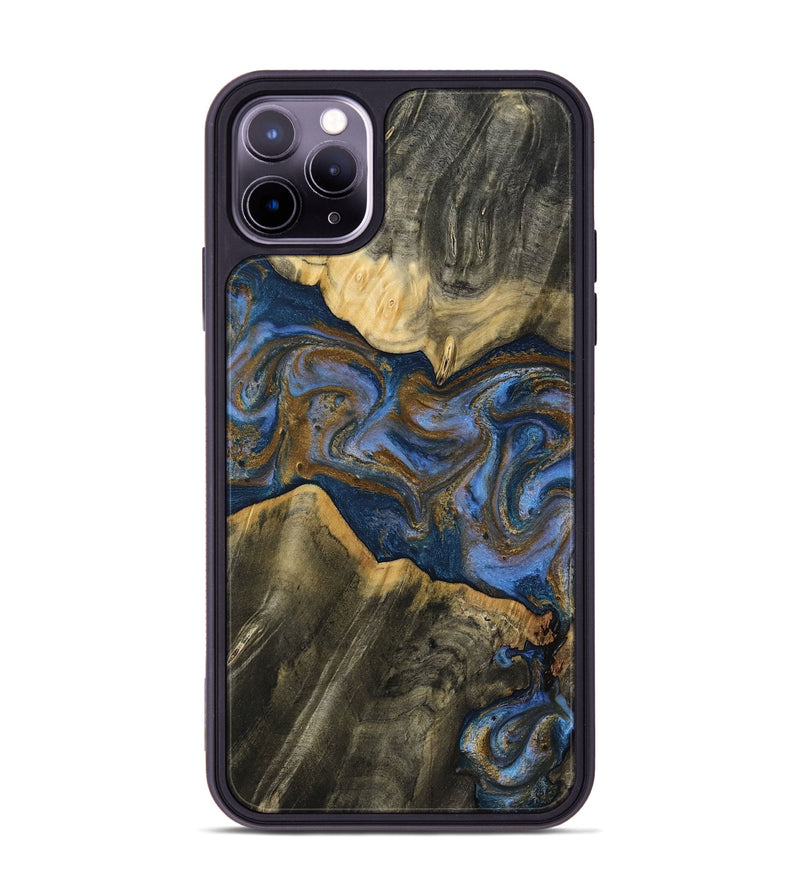 iPhone 11 Pro Max Wood Phone Case - Lance (Teal & Gold, 809406)