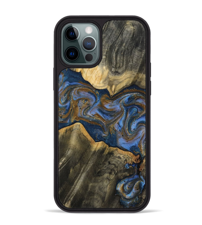 iPhone 12 Pro Max Wood Phone Case - Lance (Teal & Gold, 809406)