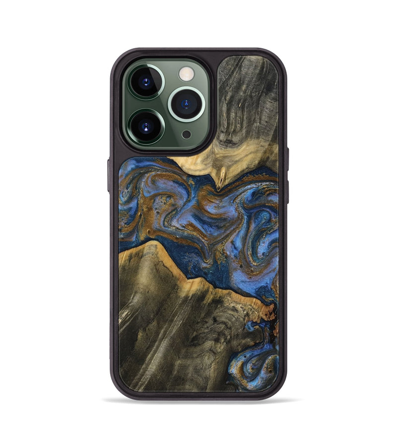 iPhone 13 Pro Wood Phone Case - Lance (Teal & Gold, 809406)
