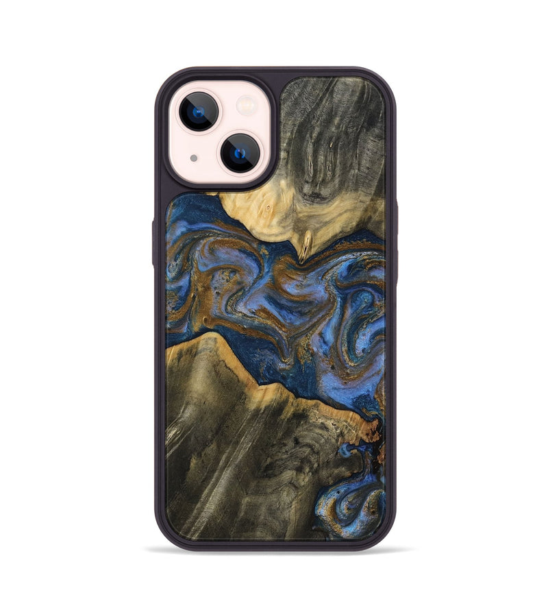 iPhone 14 Wood Phone Case - Lance (Teal & Gold, 809406)