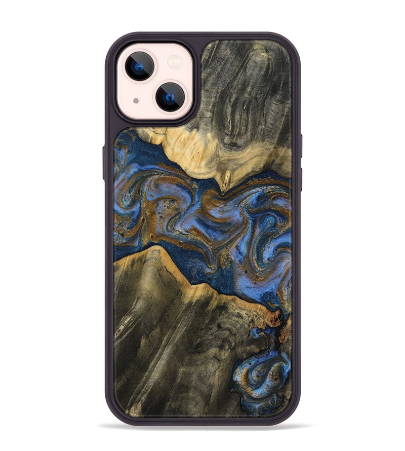 iPhone 14 Plus Wood Phone Case - Lance (Teal & Gold, 809406)