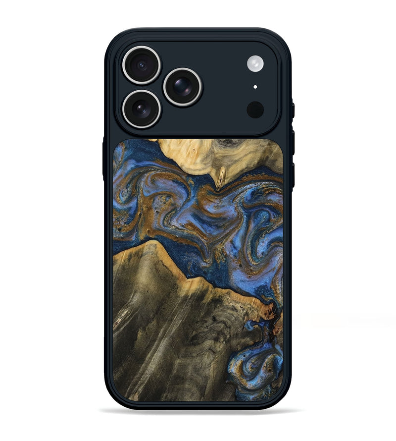 iPhone 17 Pro Max Wood Phone Case - Lance (Teal & Gold, 809406)