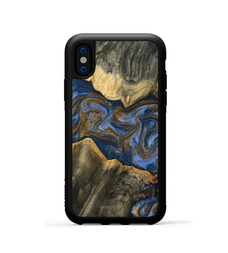 iPhone Xs Wood Phone Case - Lance (Teal & Gold, 809406)