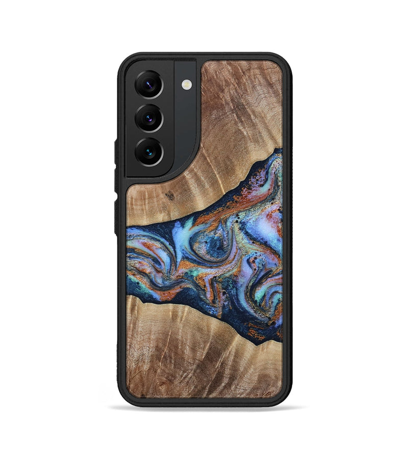 Galaxy S22 Wood Phone Case - Mikalah (Teal & Gold, 809407)