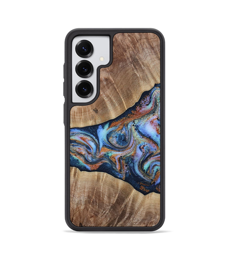 Galaxy S25 Wood Phone Case - Mikalah (Teal & Gold, 809407)
