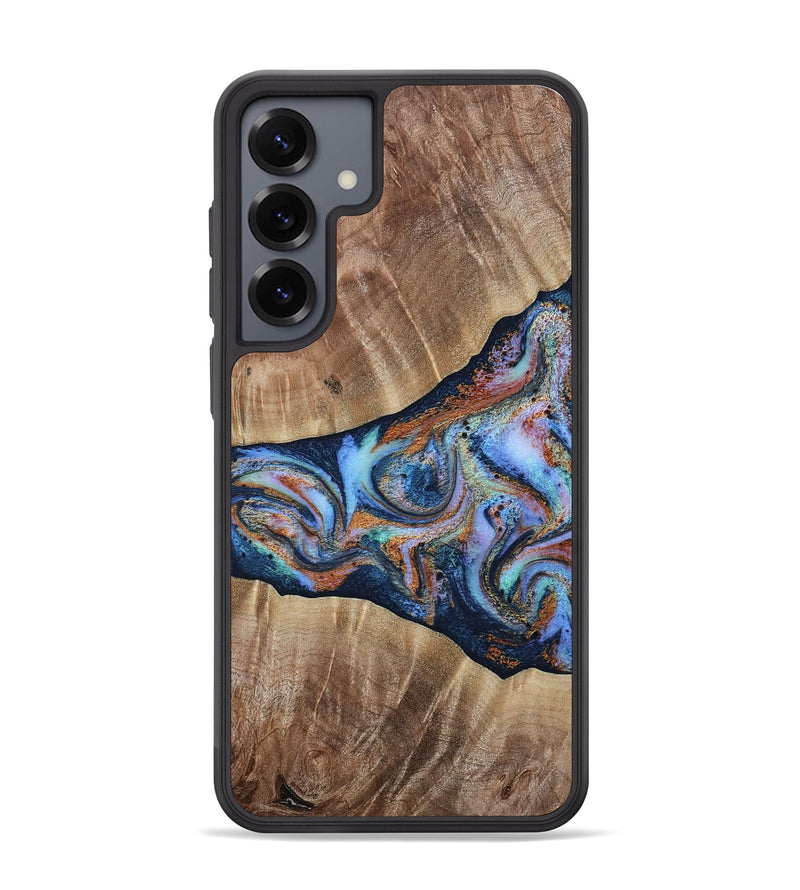 Galaxy S25 Plus Wood Phone Case - Mikalah (Teal & Gold, 809407)