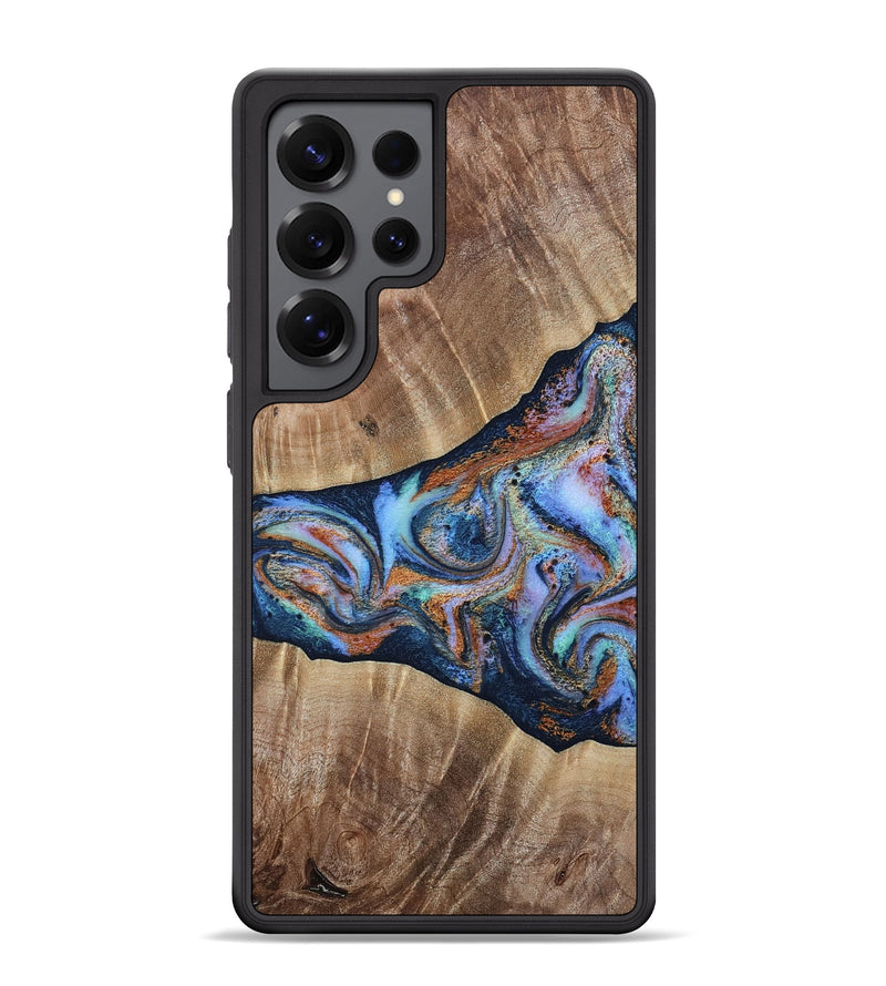 Galaxy S25 Ultra Wood Phone Case - Mikalah (Teal & Gold, 809407)