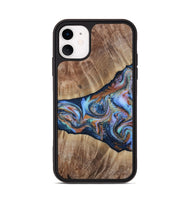 iPhone 11 Wood Phone Case - Mikalah (Teal & Gold, 809407)