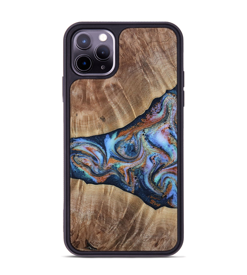 iPhone 11 Pro Max Wood Phone Case - Mikalah (Teal & Gold, 809407)