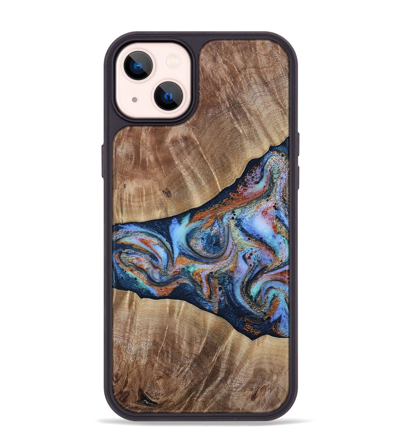 iPhone 14 Plus Wood Phone Case - Mikalah (Teal & Gold, 809407)