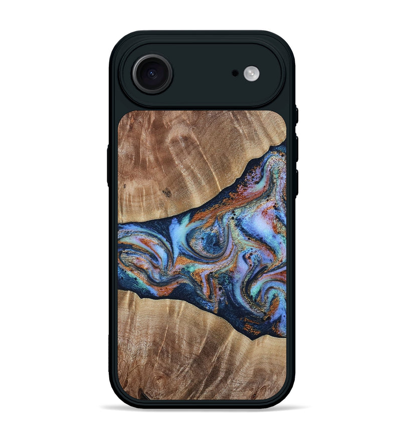 iPhone 17 Air Wood Phone Case - Mikalah (Teal & Gold, 809407)