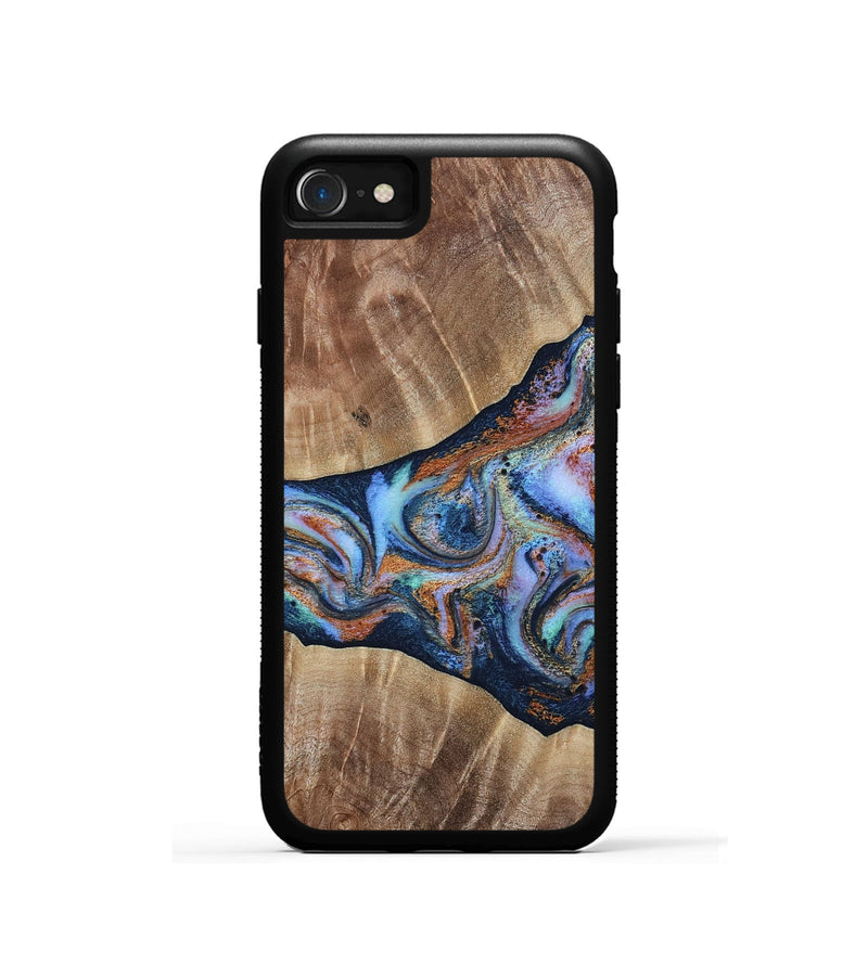 iPhone SE Wood Phone Case - Mikalah (Teal & Gold, 809407)