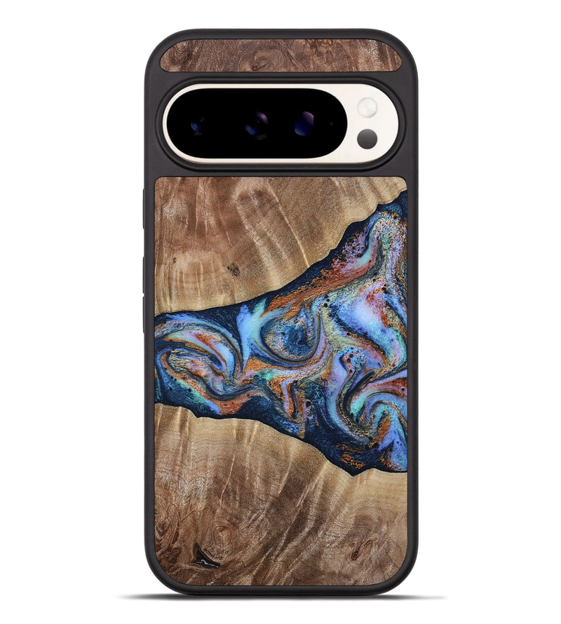Pixel 9 Pro XL Wood Phone Case - Mikalah (Teal & Gold, 809407)