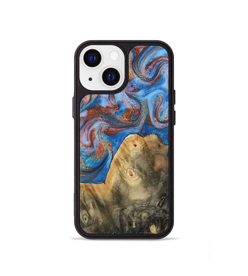 iPhone 13 mini Wood Phone Case - Tillie (Teal & Gold, 809408)