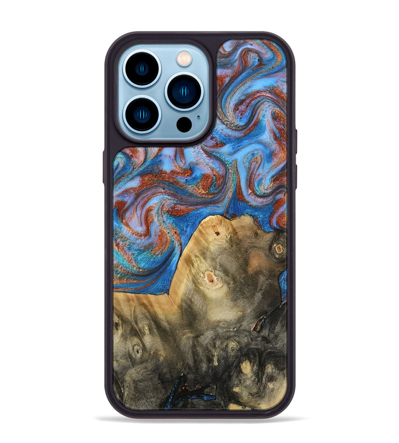 iPhone 14 Pro Max Wood Phone Case - Tillie (Teal & Gold, 809408)