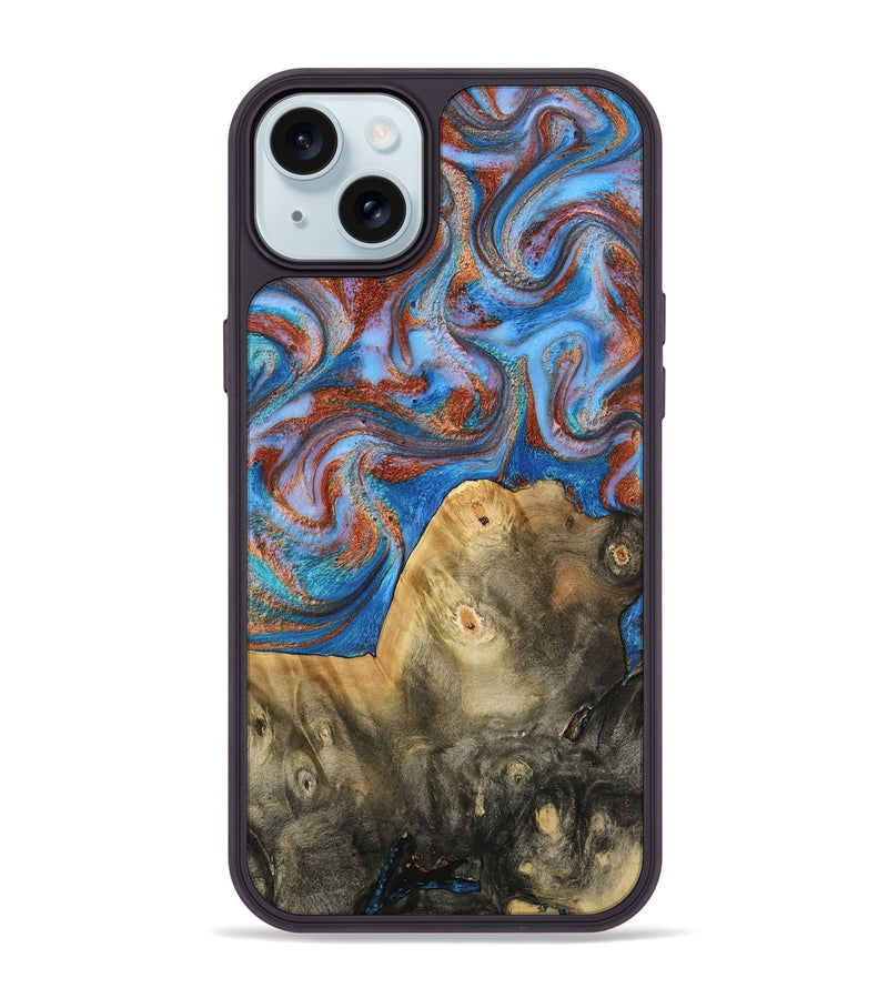iPhone 15 Plus Wood Phone Case - Tillie (Teal & Gold, 809408)