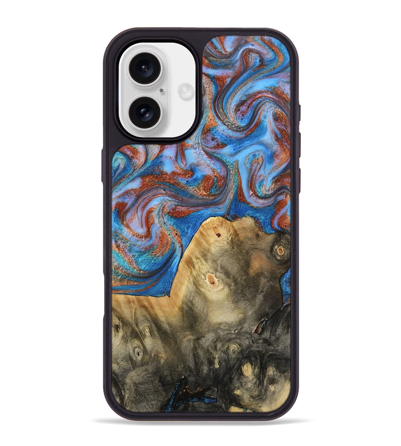 iPhone 16 Plus Wood Phone Case - Tillie (Teal & Gold, 809408)