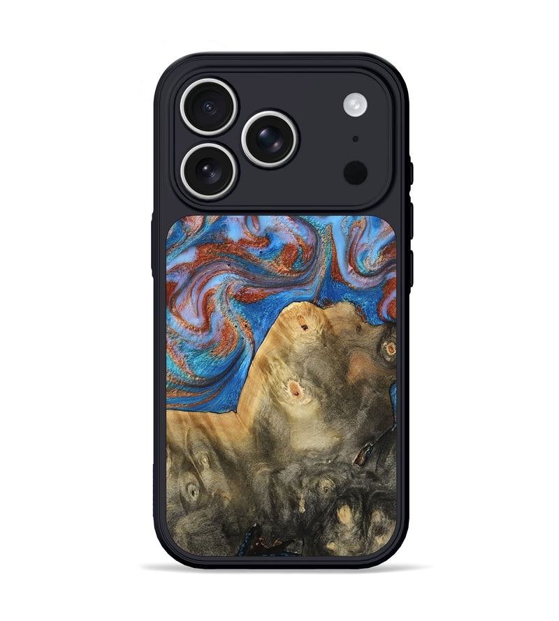 iPhone 17 Pro Wood Phone Case - Tillie (Teal & Gold, 809408)