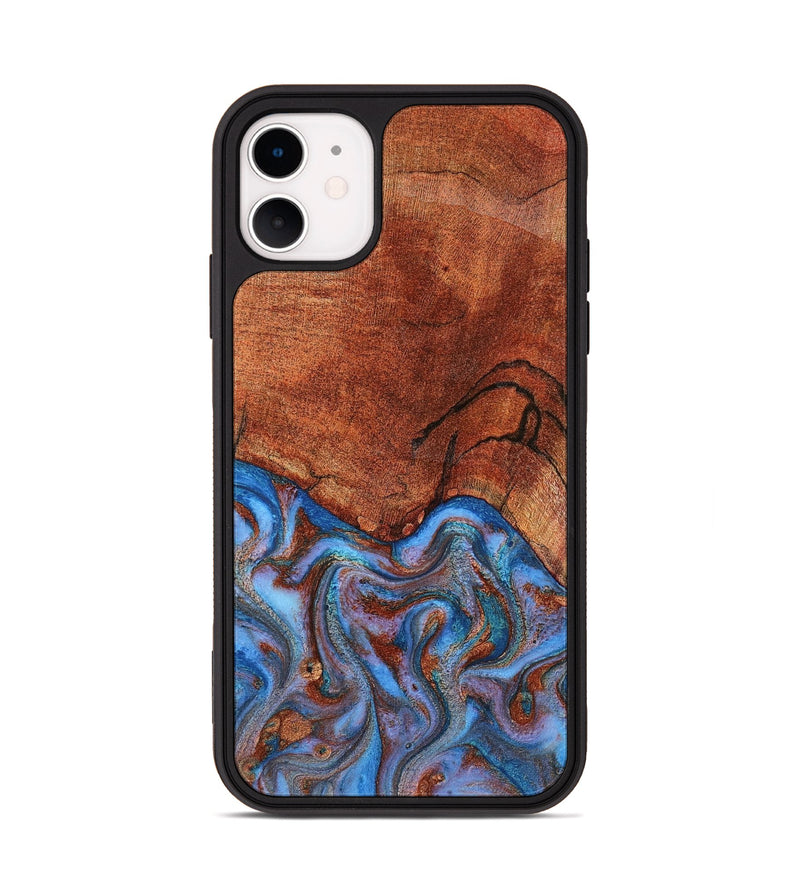 iPhone 11 Wood Phone Case - Jadiel (Teal & Gold, 809409)