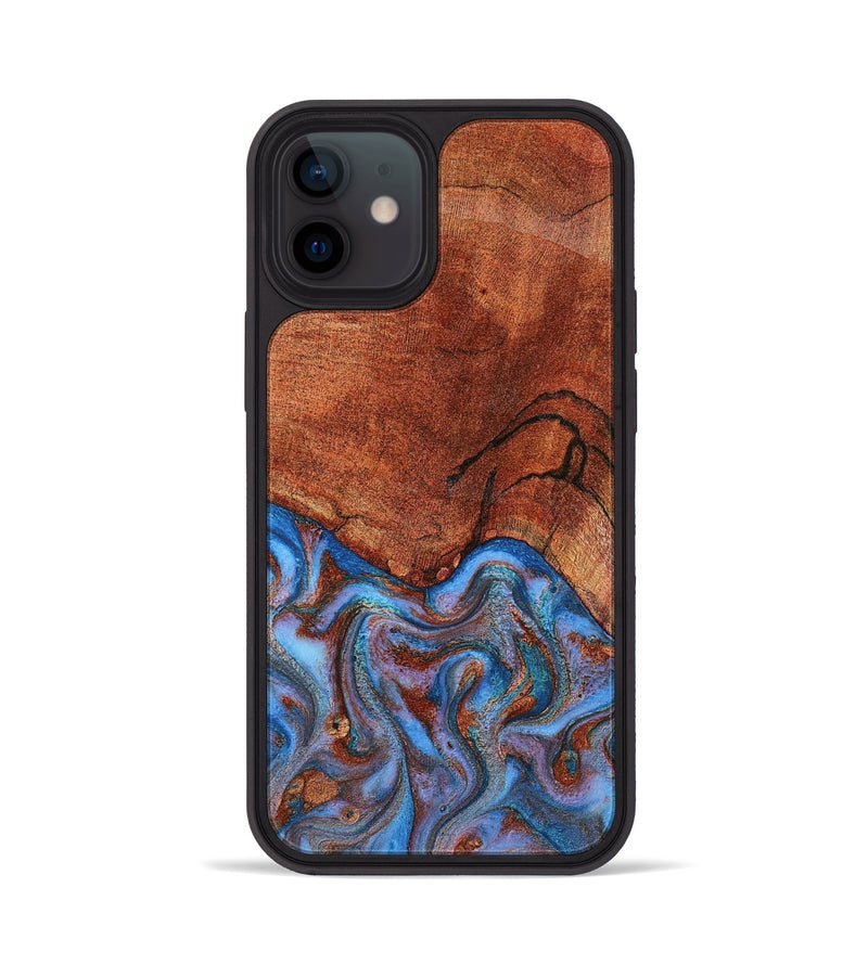 iPhone 12 Wood Phone Case - Jadiel (Teal & Gold, 809409)