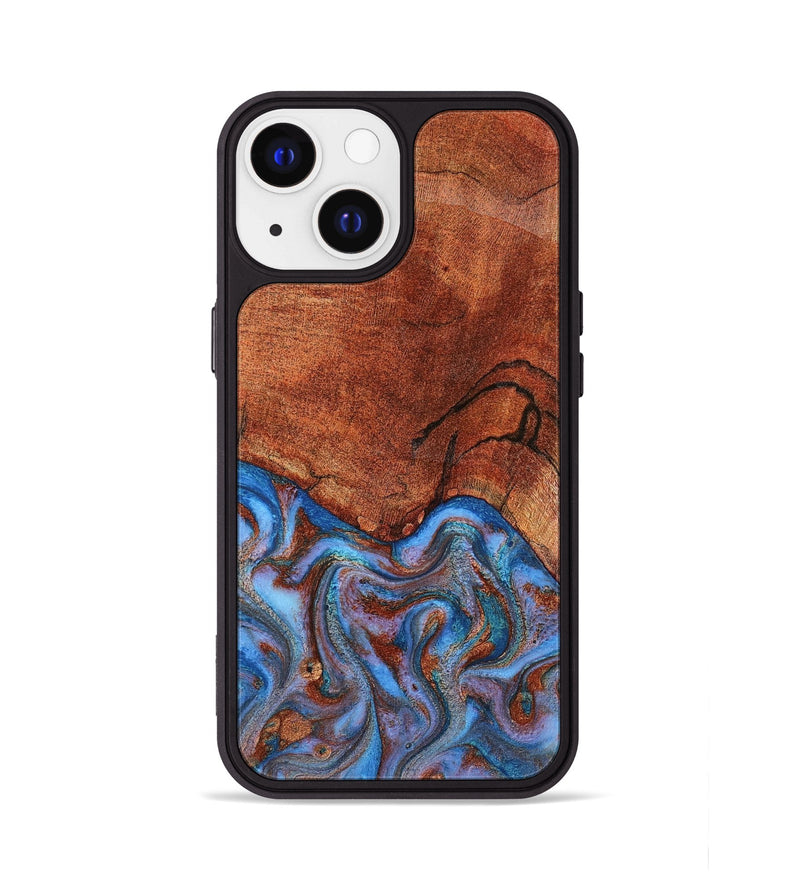 iPhone 13 Wood Phone Case - Jadiel (Teal & Gold, 809409)