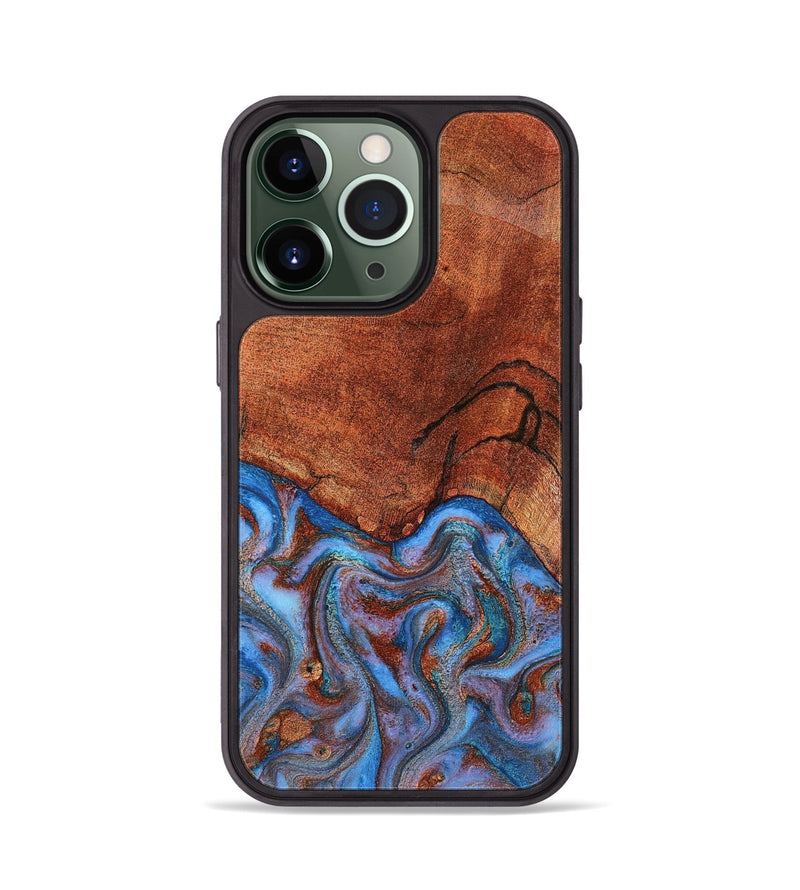 iPhone 13 Pro Wood Phone Case - Jadiel (Teal & Gold, 809409)