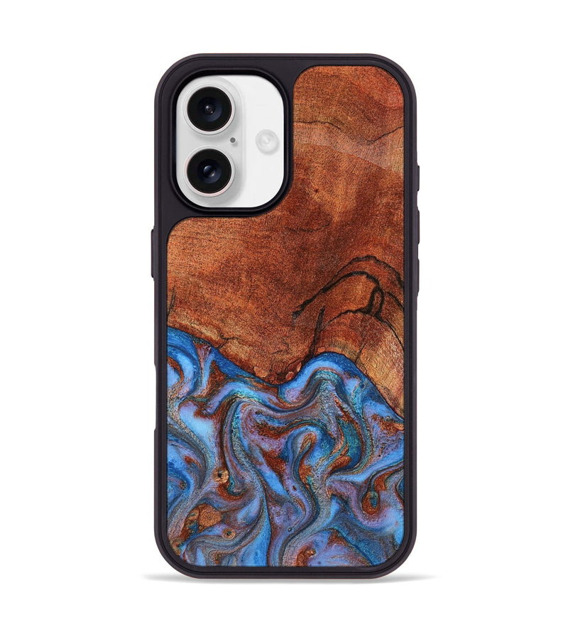 iPhone 17 Wood Phone Case - Jadiel (Teal & Gold, 809409)