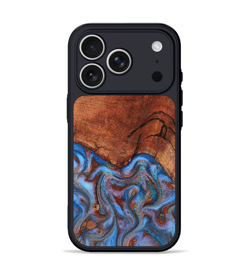 iPhone 17 Pro Wood Phone Case - Jadiel (Teal & Gold, 809409)