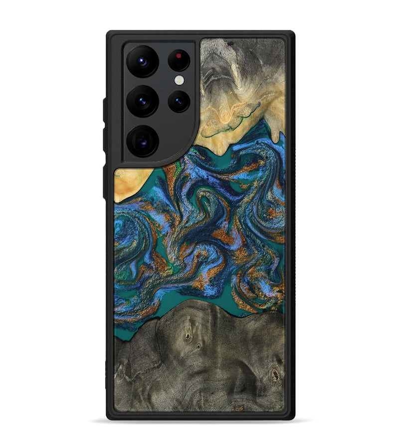 Galaxy S22 Ultra Wood Phone Case - Alonzo (Teal & Gold, 809410)