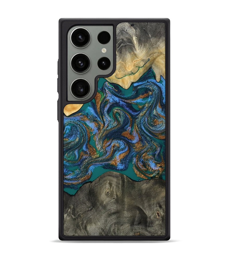 Galaxy S24 Ultra Wood Phone Case - Alonzo (Teal & Gold, 809410)