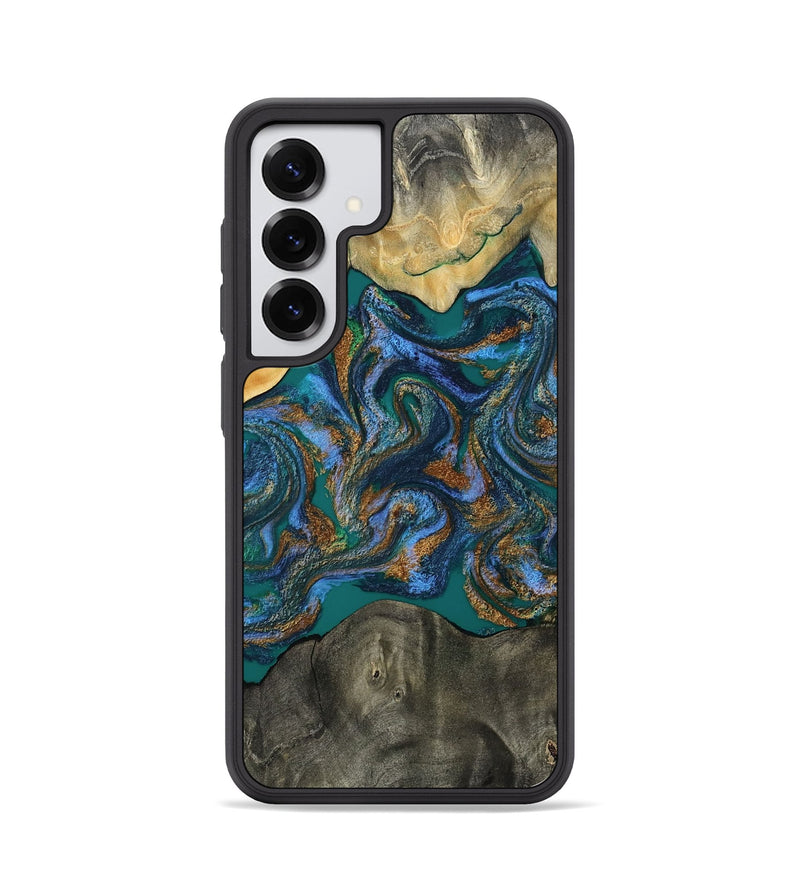 Galaxy S25 Wood Phone Case - Alonzo (Teal & Gold, 809410)