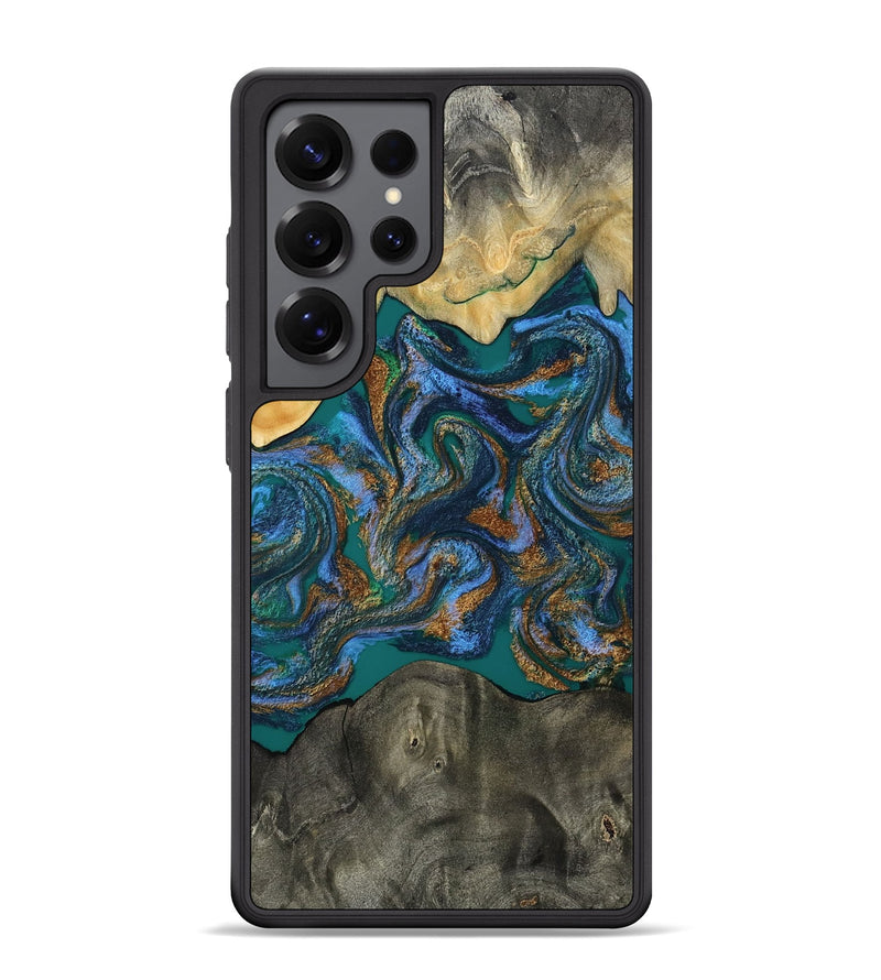 Galaxy S25 Ultra Wood Phone Case - Alonzo (Teal & Gold, 809410)