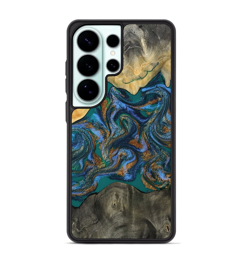 Galaxy S26 Ultra Wood Phone Case - Alonzo (Teal & Gold, 809410)