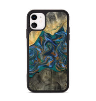 iPhone 11 Wood Phone Case - Alonzo (Teal & Gold, 809410)