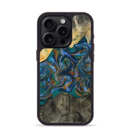 iPhone 15 Pro Wood Phone Case - Alonzo (Teal & Gold, 809410)