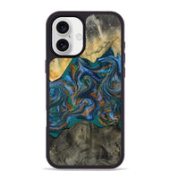 iPhone 16 Plus Wood Phone Case - Alonzo (Teal & Gold, 809410)