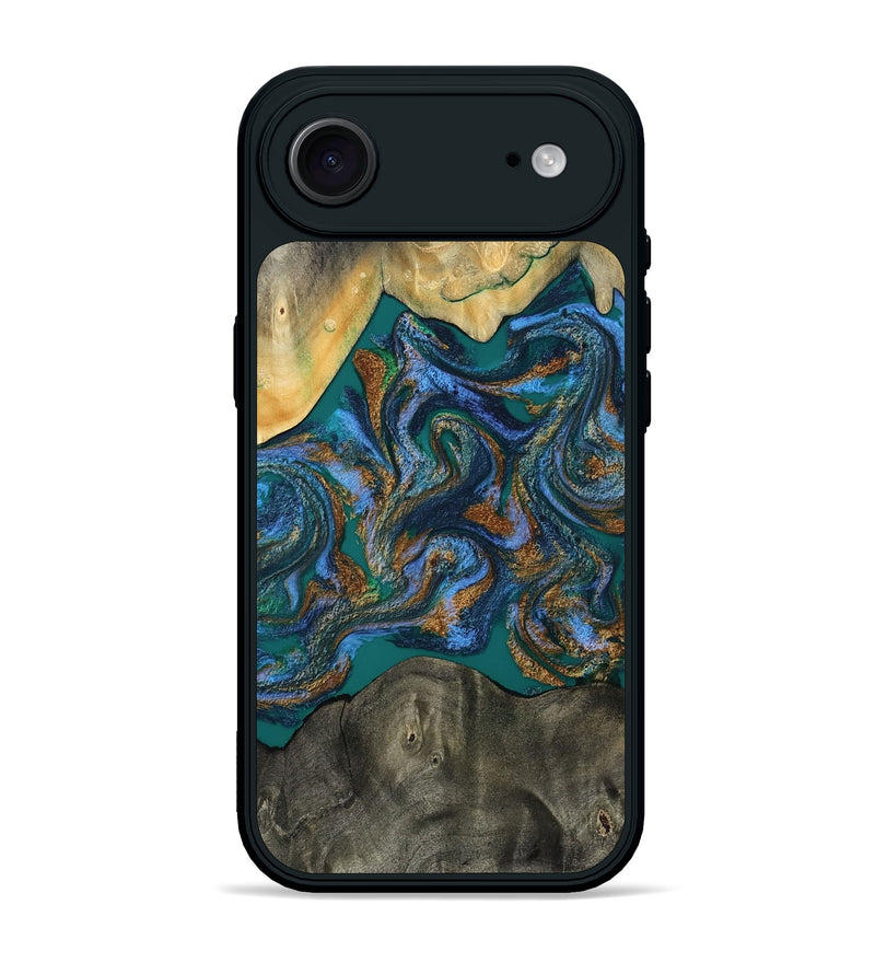 iPhone 17 Air Wood Phone Case - Alonzo (Teal & Gold, 809410)