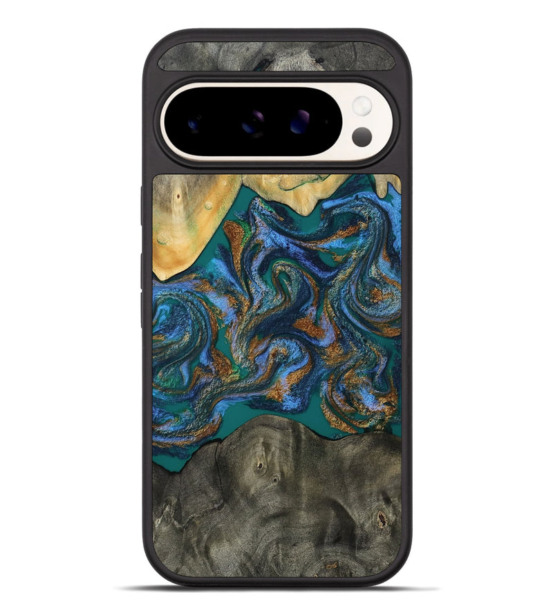 Pixel 10 Pro XL Wood Phone Case - Alonzo (Teal & Gold, 809410)