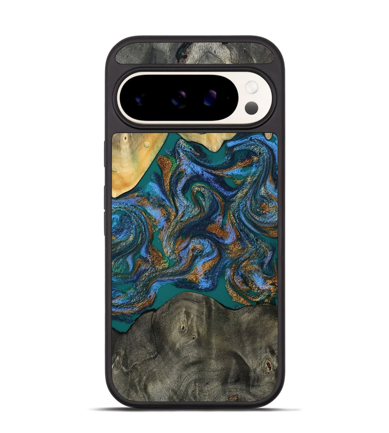 Pixel 9 Pro Wood Phone Case - Alonzo (Teal & Gold, 809410)